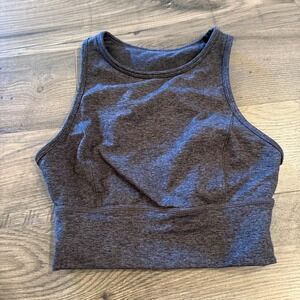 JoyLab Womens High Neck Cross Back Sports Bra Gray Heathered XS Athletic Crop